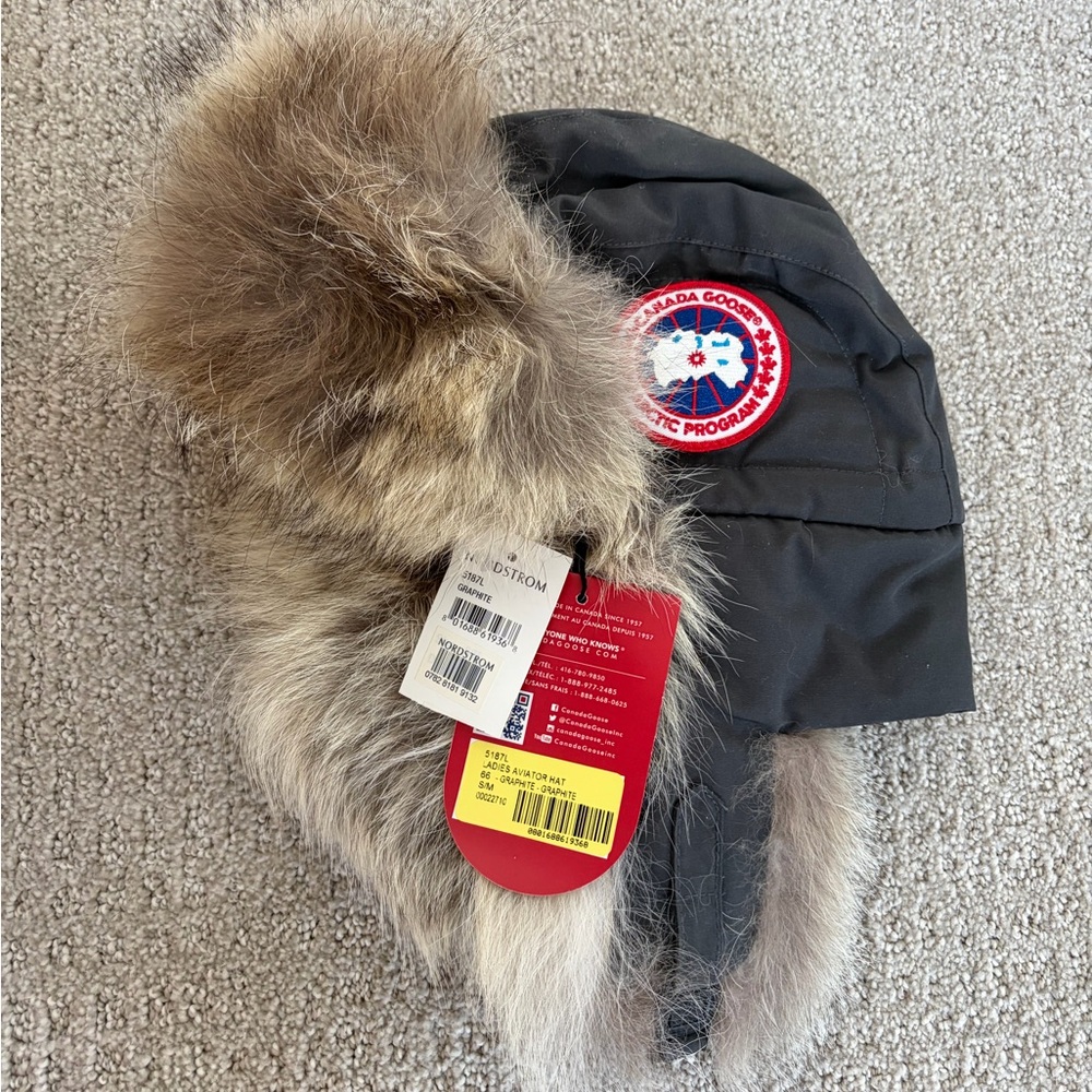 Canada Goose Grey Hat with Fur Trim